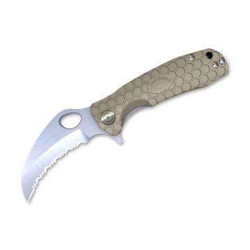Honey Badger Claw Large összecsukható kés, tan serrated 
