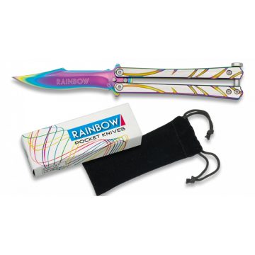 Butterfly knife RAINBOW 8 cm - zsebkés, bicska