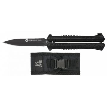   K25 black balisong knife. Blade 10 cm - Albainox, pillangókés, fekete