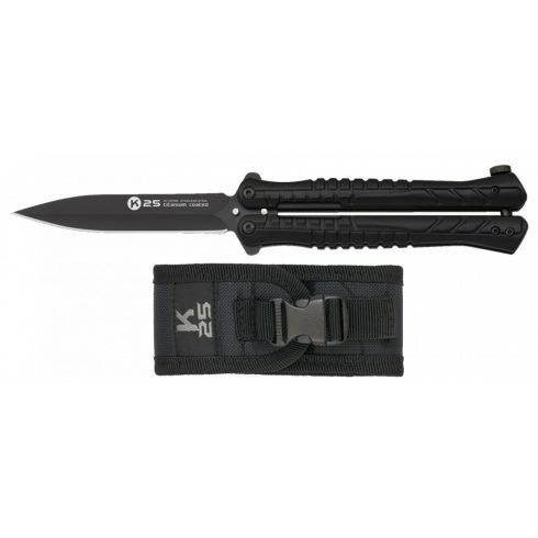 K25 black balisong knife. Blade 10 cm - Albainox, pillangókés, fekete