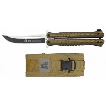   K25 coyote balisong knife. Blade 10 cm - Albainox, pillangókés, coyote, barna