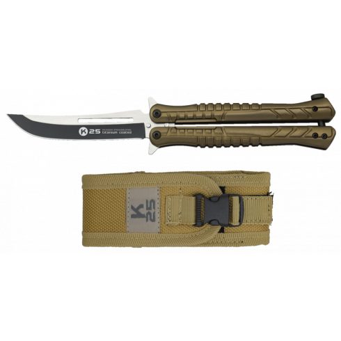 K25 coyote balisong knife. Blade 10 cm - Albainox, pillangókés, coyote, barna