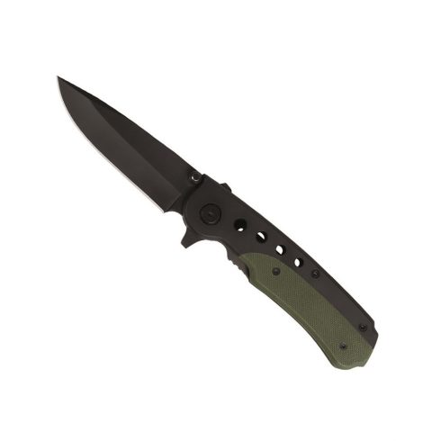 BLACK/OD ONE-HAND KNIFE WITH CLIP - zsebkés, bicska, egy kezes, csiptetővel, 8,5 cm, fekete, MIL-TEC