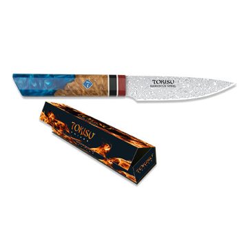   TOKISU PETTY  knife. Japanese style kitchen knife, blade 10,8 cm - Japán stílusú konyhakés, damaszkuszi acél pengével