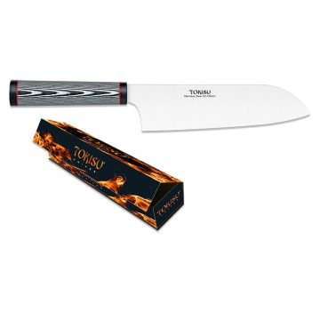   TOKISU SANTOKU  knife. Japanese style kitchen knife, blade 19,5 cm - Japán stílusú konyhakés, damaszkuszi mintás nyéllel