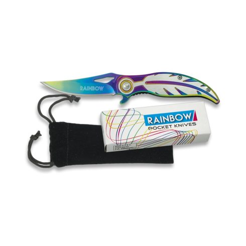Rainbow feather pocket knife. Blade 7 - zsebkés, bicska