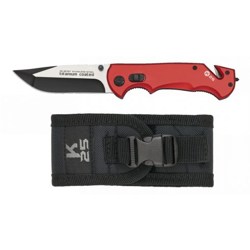 Red K25 folding knife. Sheath. Blade 9 cm - Albainox, biztonsági zsebkés, bicska