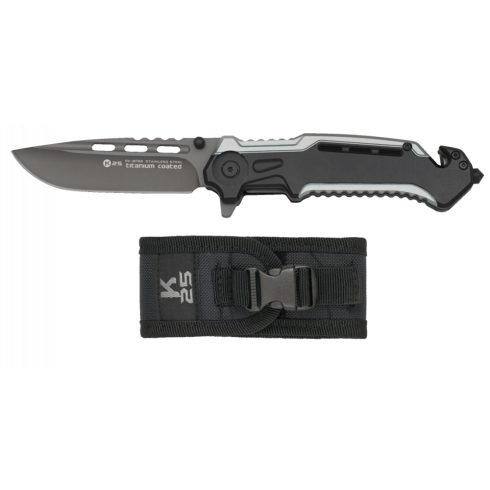 K25 folding knife. Sheath. Grey/black - Albainox, taktikai zsebkés, bicska, szürke-fekete, 8,7 cm