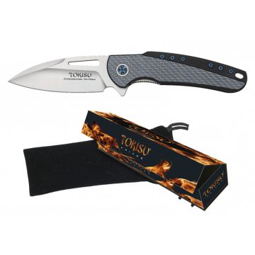   Tokisu CNC/G10 Carbon fiber folding knife - zsebkés, bicska, 8,8 cm