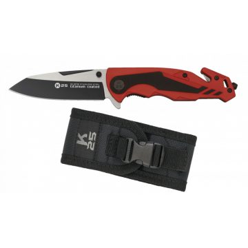   K25 G10 red/black pocket knife. Bl 8,8 cm - Albainox, taktikai zsebkés, bicska, piros-fekete
