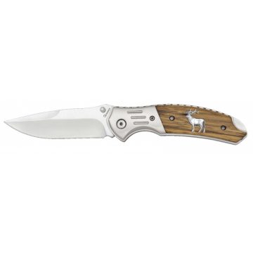   Albainox hunting zebra pocket knife - vadász zsebkés, bicska, zebrafa nyéllel, gravírozott szarvas mintával 