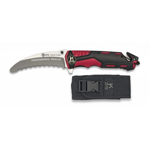 Tactical K25 pocket knife. Red/black - zsebkés, bicska, 9,5 cm,  fekete, piros