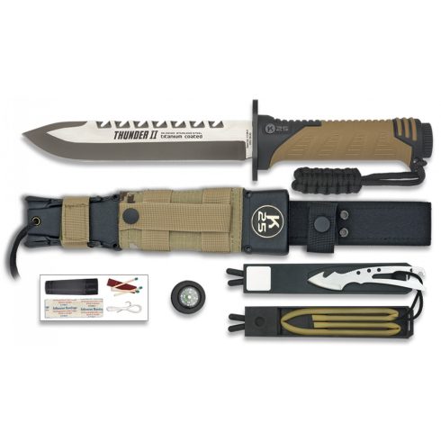 Tactical knife THUNDER II - ENERGY - kés, taktikai, 17 cm, coyote, homokszín, barna, fekete