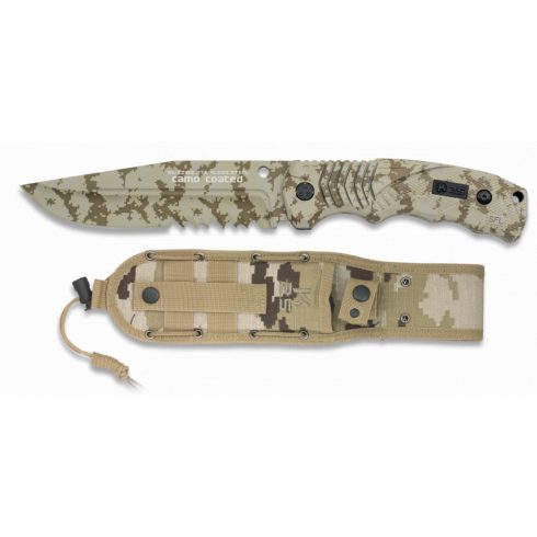 Knife K25 SFL 14 cm - kés, 14 cm, terepmintás, coyote, homokszín, barna