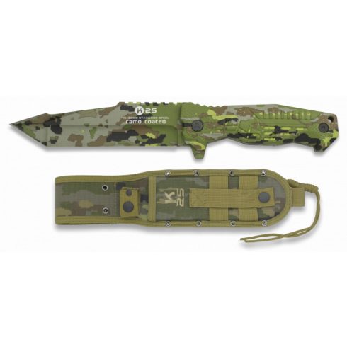 Knife K25 SPCB 14 cm - kés, 14 cm, terepmintás, zöld