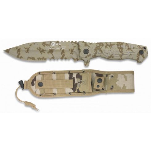 Knife K25. coyote. 14 cm - kés, 14 cm, terepmintás, coyote, homokszínű