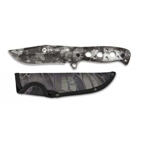 Tactical knife K25 Phyton 13.7 cm - kés, kígyómintás, fekete, 13,7 cm
