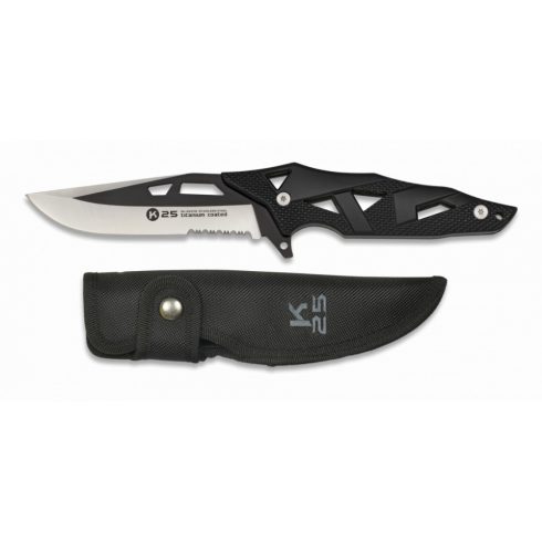 Tactical knife K25 10.8 cm - kés, fekete, 10,8cm