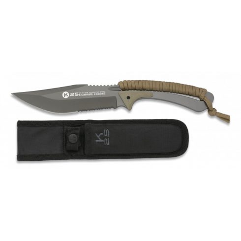 Tactical knife K25 coyote cord wrapped - taktikai kés, barna
