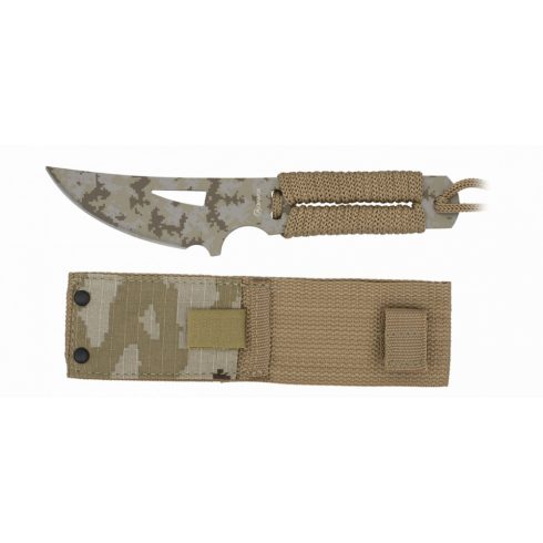 Tactical knife ALBAINOX coyote camo - kés, taktikai, barna, homokszín, terepmintás, 9 cm