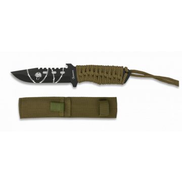   Tactical knife ALBAINOX cord wrapped - kés, taktikai, zöld, 10 cm