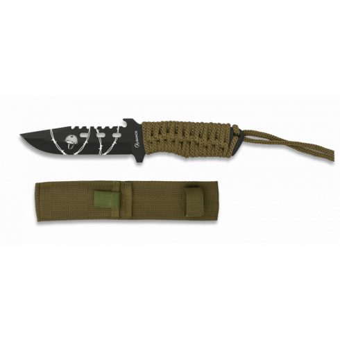 Tactical knife ALBAINOX cord wrapped - kés, taktikai, zöld, 10 cm