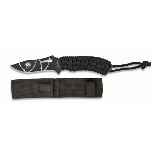 Tactical knife ALBAINOX cord wrapped - kés, taktikai, fekete, 10 cm