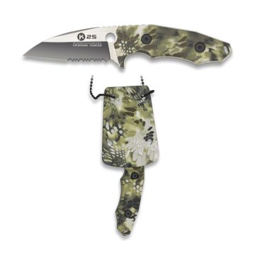   K25 G10 green ptn camo knife. Blade 7 - Albainox, taktikai kés, terepmintás