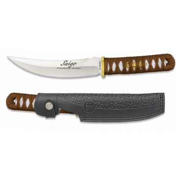   Tokisu knife. Leather sheath. Strung CNC - kés, fekete, bőrtok