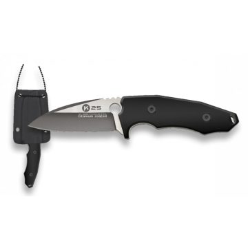   K25 black G10 knife. Blade: 7 cm - Albainox, taktikai kés, fekete
