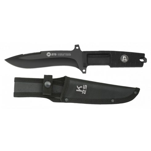 K25 knife. Full Tang. Titanium coated - Albainox, kés, titán bevonatú, fekete