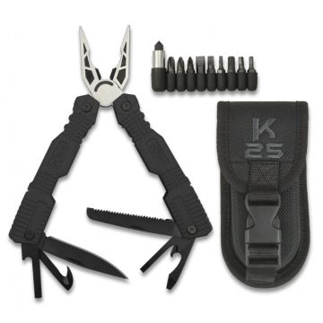   K25 Multi-tools pliers - Multifunkciós Taktikai szerszám, fogó, csavarhúzó, 5,3 cm, fekete