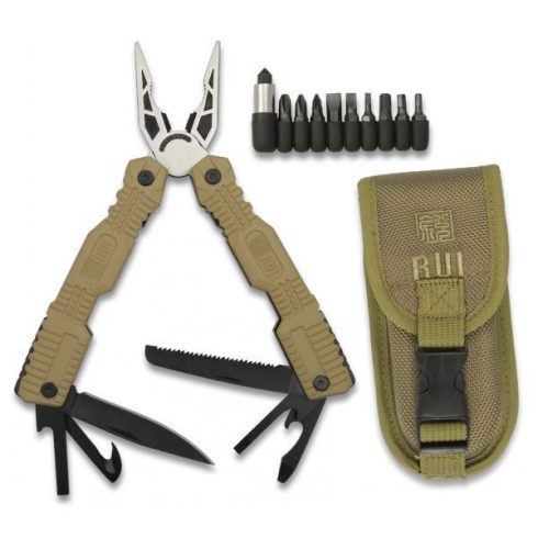 K25 Multi-tools pliers - Multifunkciós Taktikai szerszám, fogó, csavarhúzó, 5,3 cm, coyote, barna