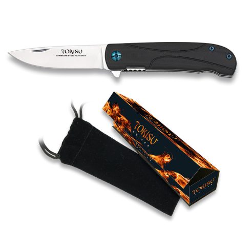 Tokisu G10/CNC pocket knife. Blade 7 cm - zsebkés, bicska, fekete, 7 cm