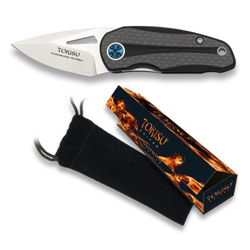 Tokisu penknife. Carbon, bearings. CNC - zsebkés, bicska, tollkés, szénszál, 5 cm